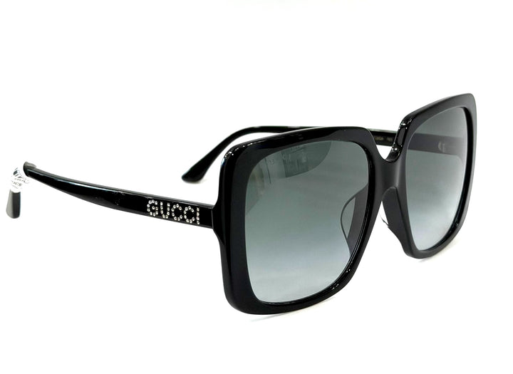 GUCCI GG0728SA-001 SQUARE CRYSTAL LOGO SUNGLASSES