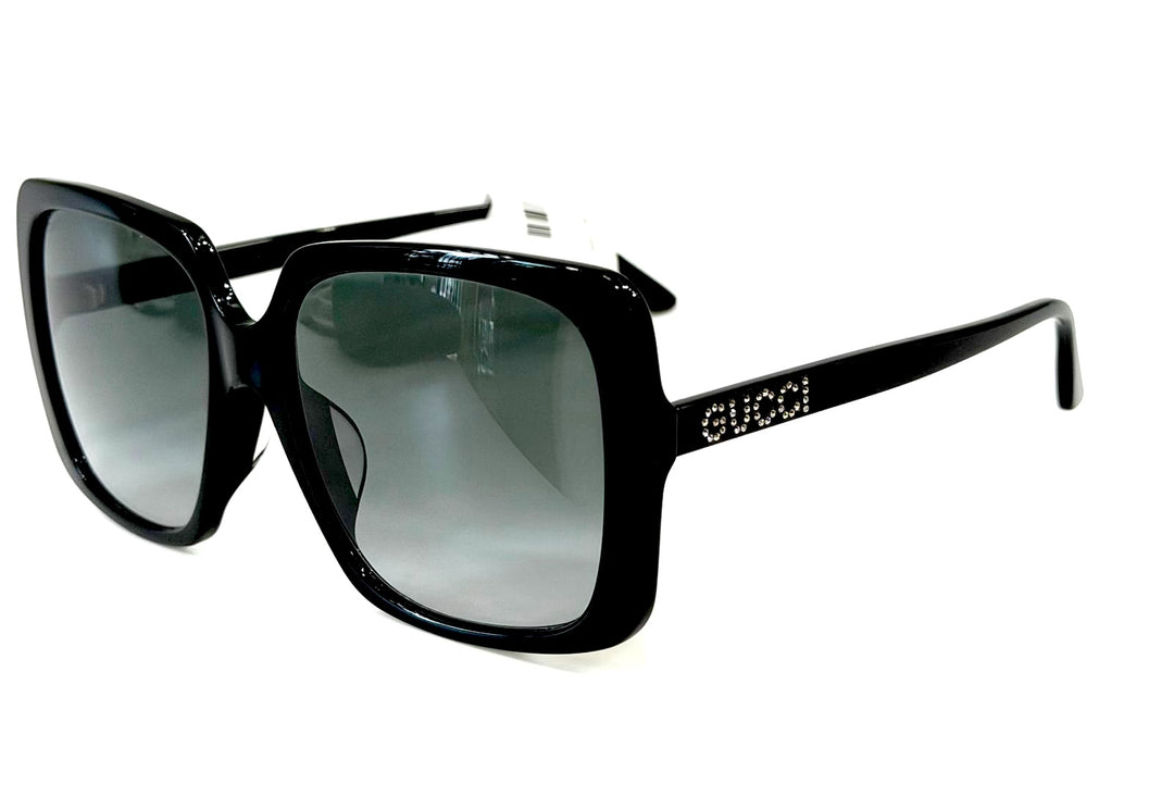GUCCI GG0728SA-001 SQUARE CRYSTAL LOGO SUNGLASSES