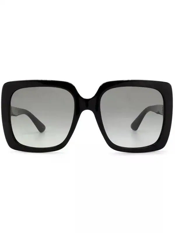 GUCCI GG0728SA-001 SQUARE CRYSTAL LOGO SUNGLASSES