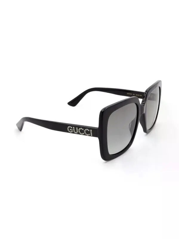 GUCCI GG0728SA-001 SQUARE CRYSTAL LOGO SUNGLASSES