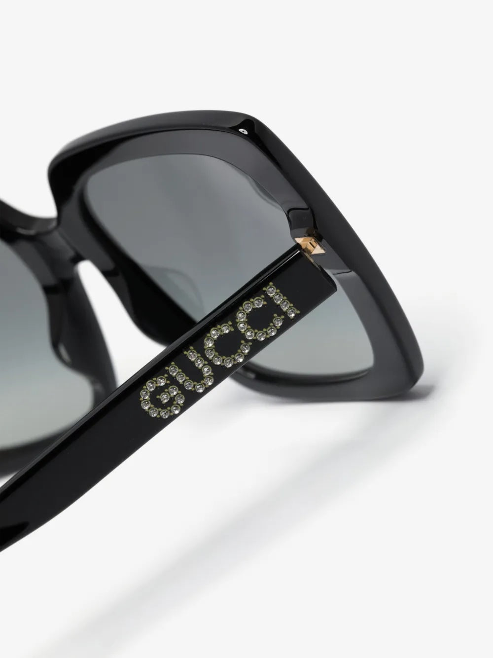 GUCCI GG0728SA-001 SQUARE CRYSTAL LOGO SUNGLASSES