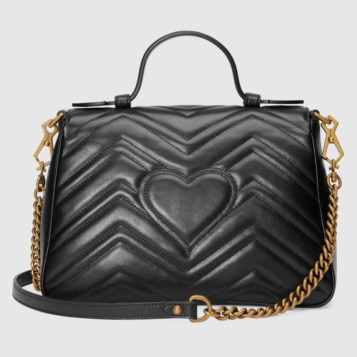 GUCCI GG MARMONT CALFSKIN LEATHER SMALL TOP HANDLE BAG