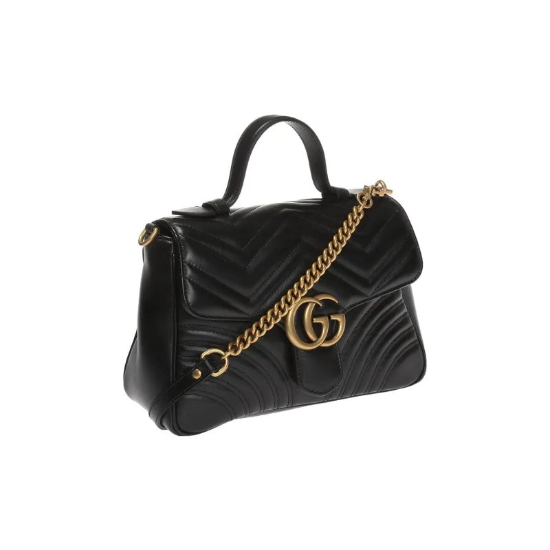 GUCCI GG MARMONT CALFSKIN LEATHER SMALL TOP HANDLE BAG