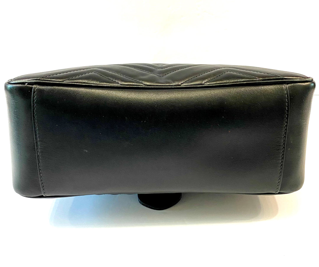 GUCCI GG MARMONT CALFSKIN LEATHER SMALL TOP HANDLE BAG