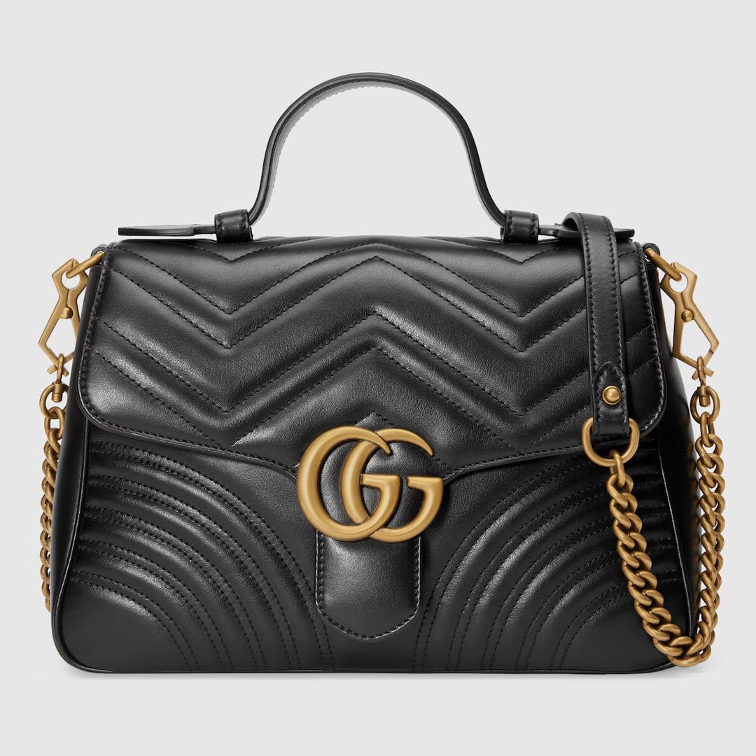 GUCCI GG MARMONT CALFSKIN LEATHER SMALL TOP HANDLE BAG