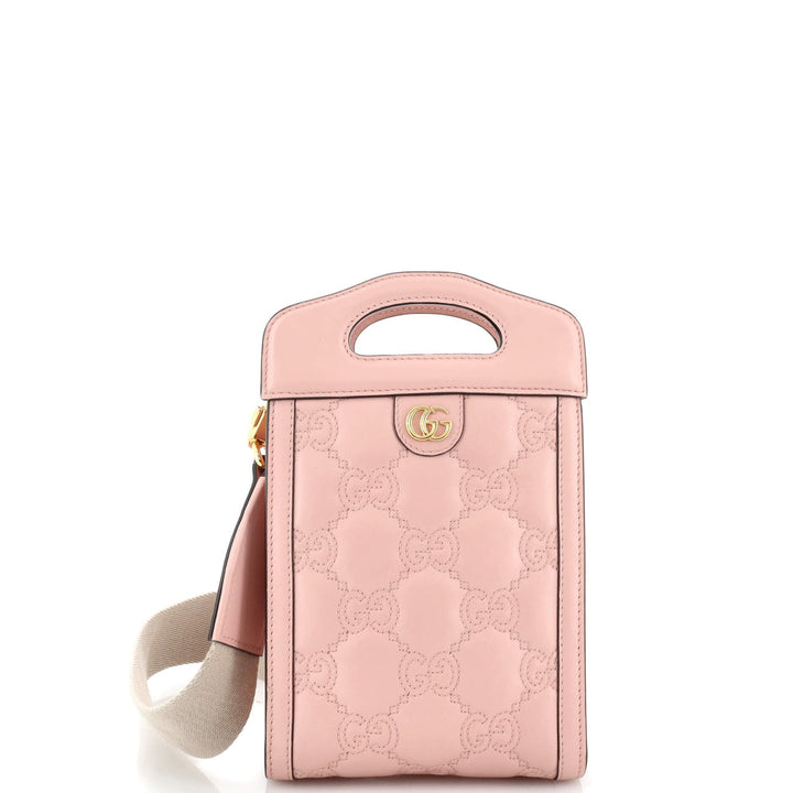 GUCCI GG MATELASSÉ MINI TOP HANDLE CALFSKIN LEATHER CROSSBODY BAG
