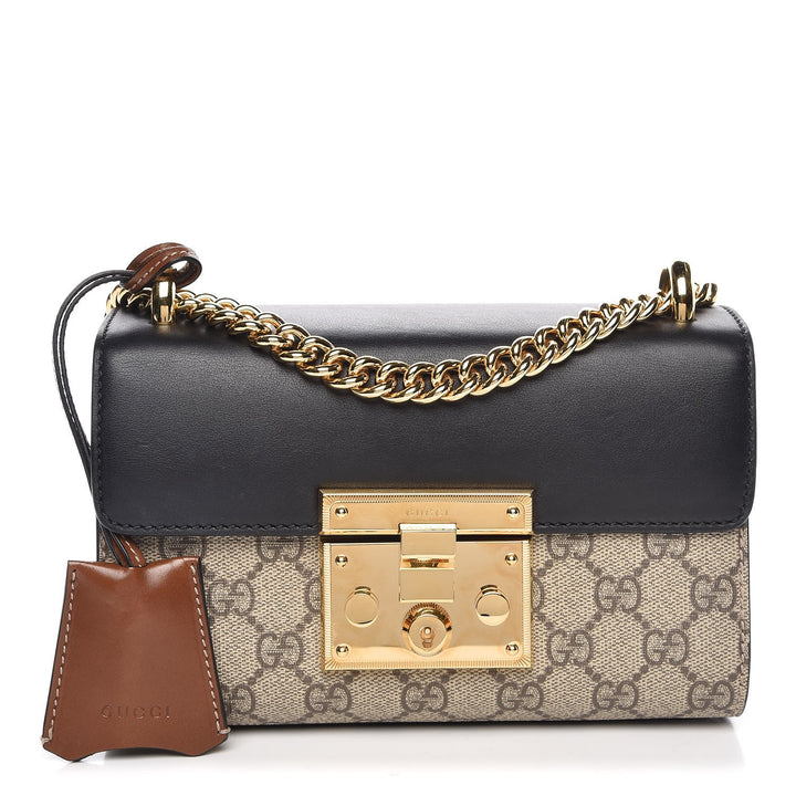 GUCCI GG SUPREME SMALL PADLOCK CHAIN BAG