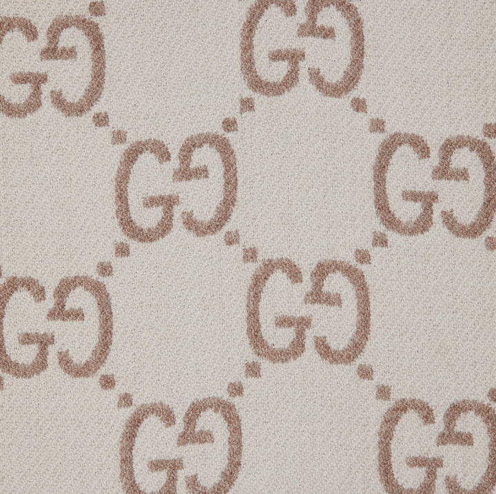GUCCI GG MONOGRAM WOOL JACQUARD FRINGED CAPE