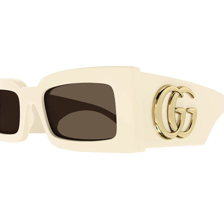 Gucci Cream Rectangular Sunglasses with Gold GG Accents Gucci Vintage Cream and Tan Stripe GG Sunglasses GG2564/S  main image 4
