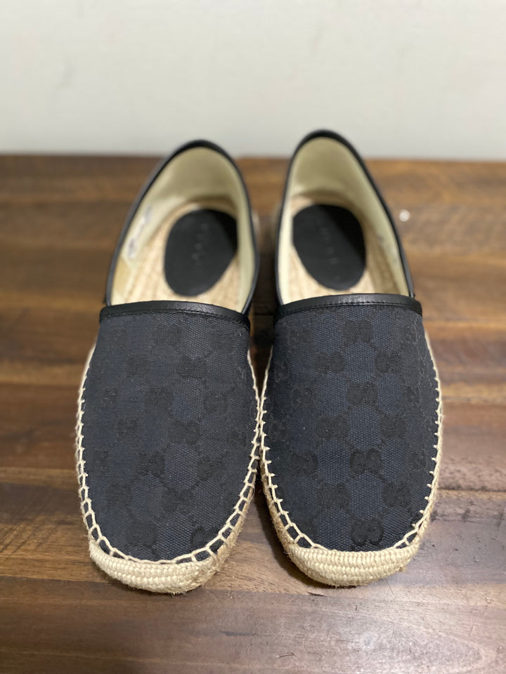 GUCCI GG MONOGRAM CANVAS &amp; LEATHER ESPADRILLE