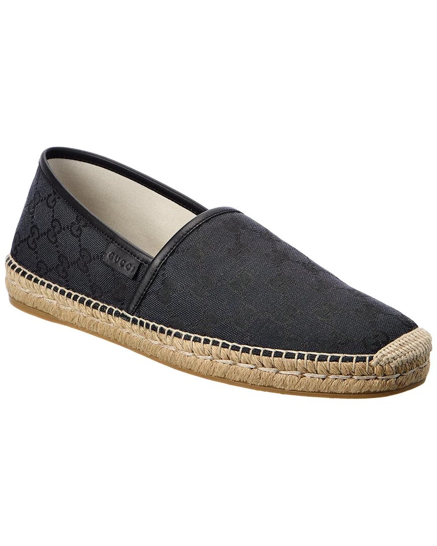 GUCCI GG MONOGRAM CANVAS &amp; LEATHER ESPADRILLE