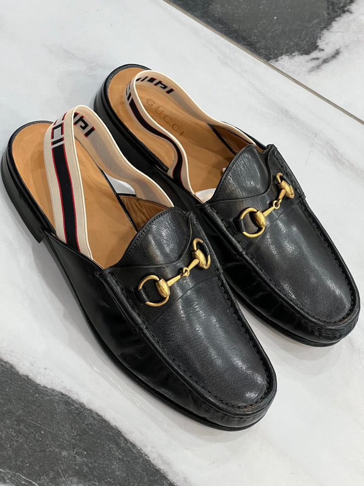 GUCCI GOATSKIN HORSEBIT SLINGBACK MULES