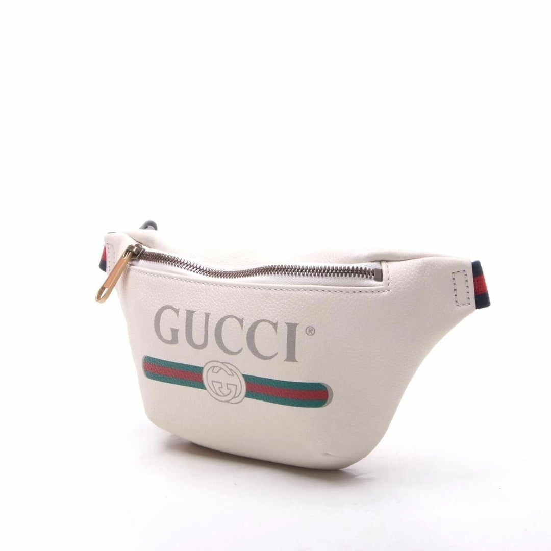 GUCCI GRAINED CALFSKIN WEB LOGO LARGE BELT BAG