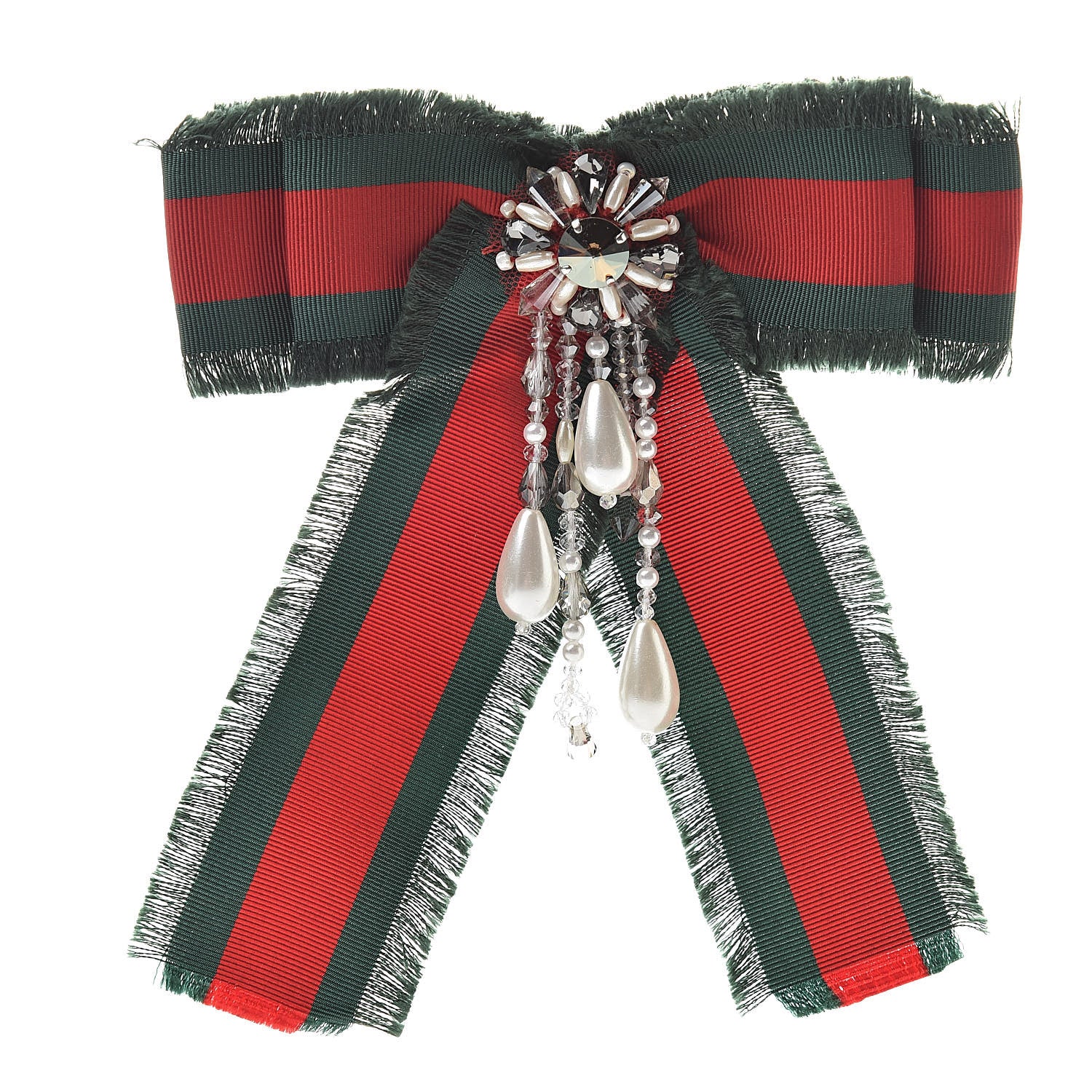 GUCCI GROSGRAIN WEB PEARL CRYSTAL BOW BROOCH – Caroline display picture 2