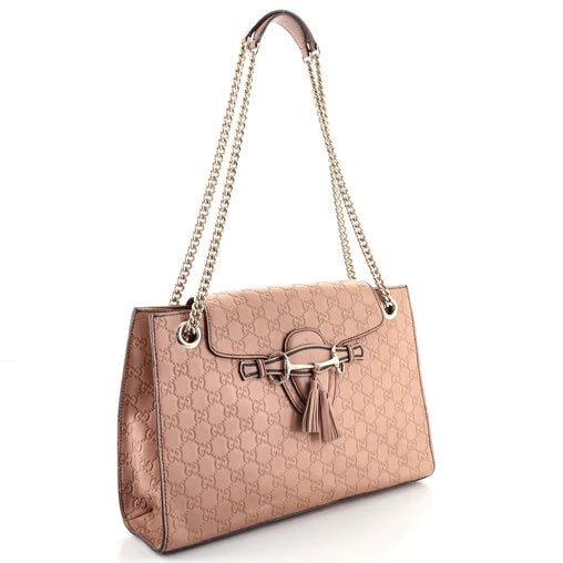 GUCCI GUCCISSIMA EMILY LARGE LEATHER CHAIN BAG