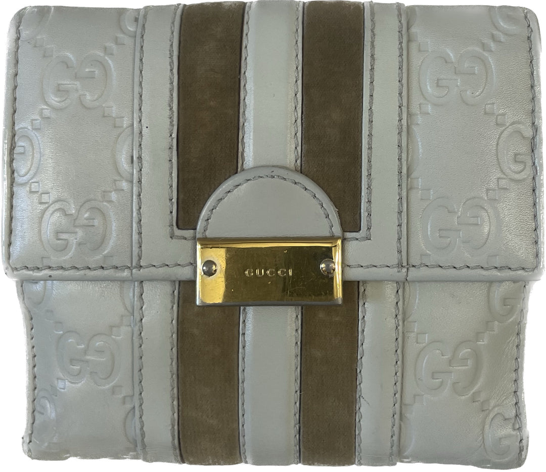 GUCCI GUCCISSIMA VINTAGE LEATHER &amp; SUEDE FLAP WALLET