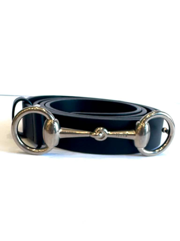 GUCCI HORSEBIT BUCKLE CALFSKIN LEATHER SKINNY BELT