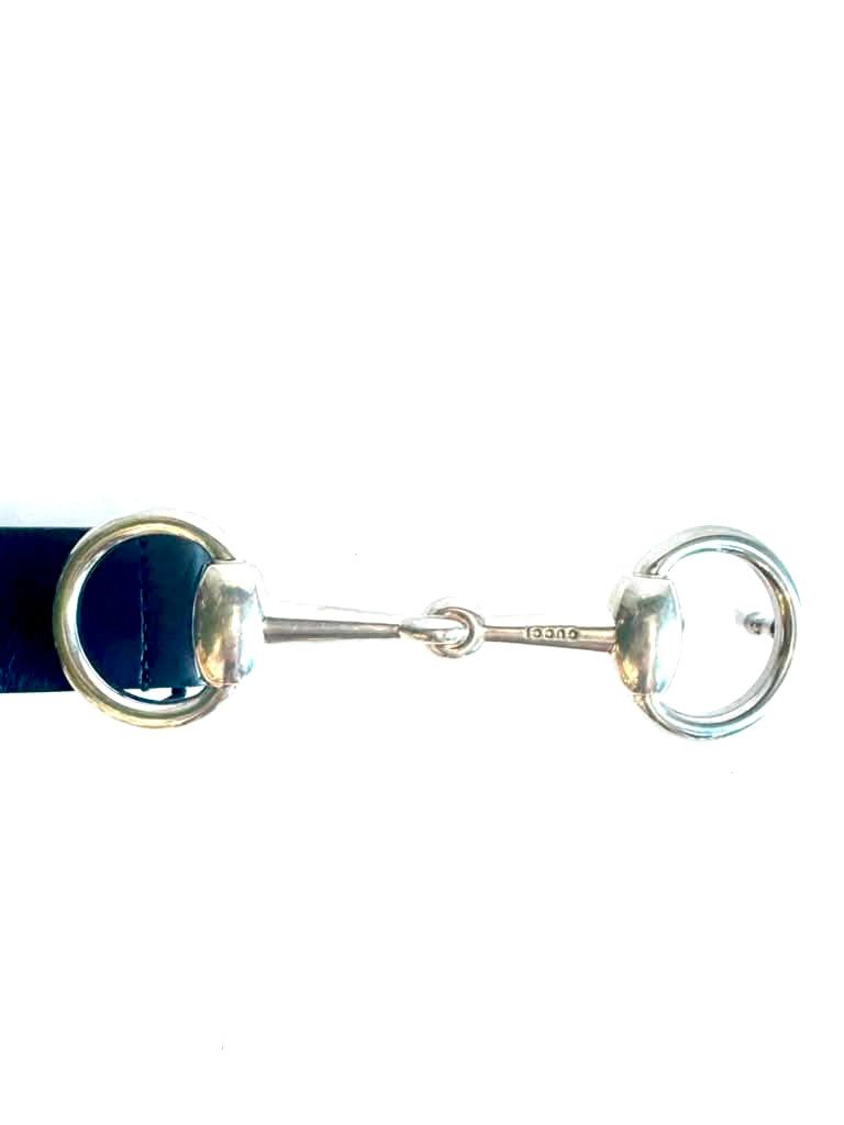 GUCCI HORSEBIT BUCKLE CALFSKIN LEATHER SKINNY BELT