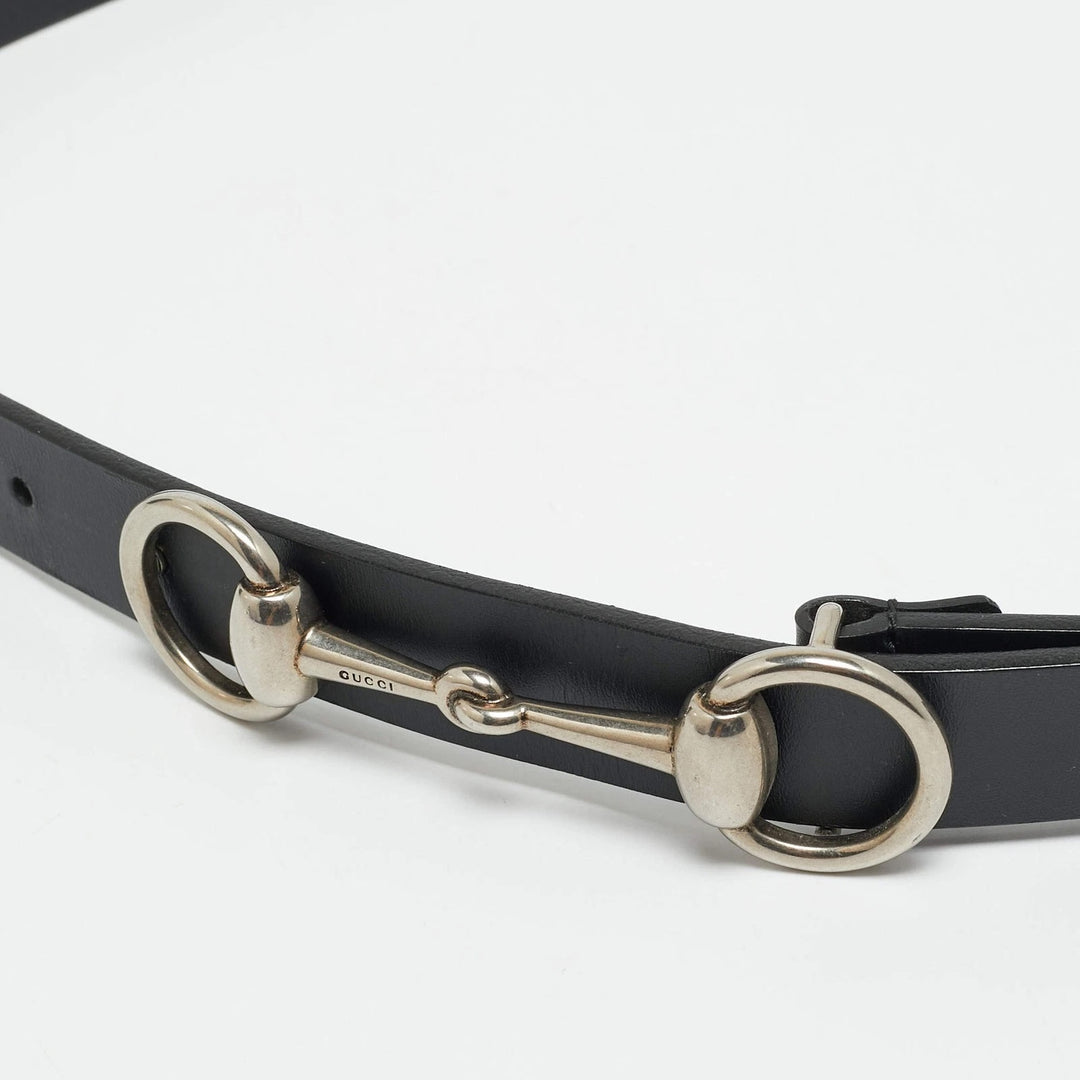 GUCCI HORSEBIT BUCKLE CALFSKIN LEATHER SKINNY BELT