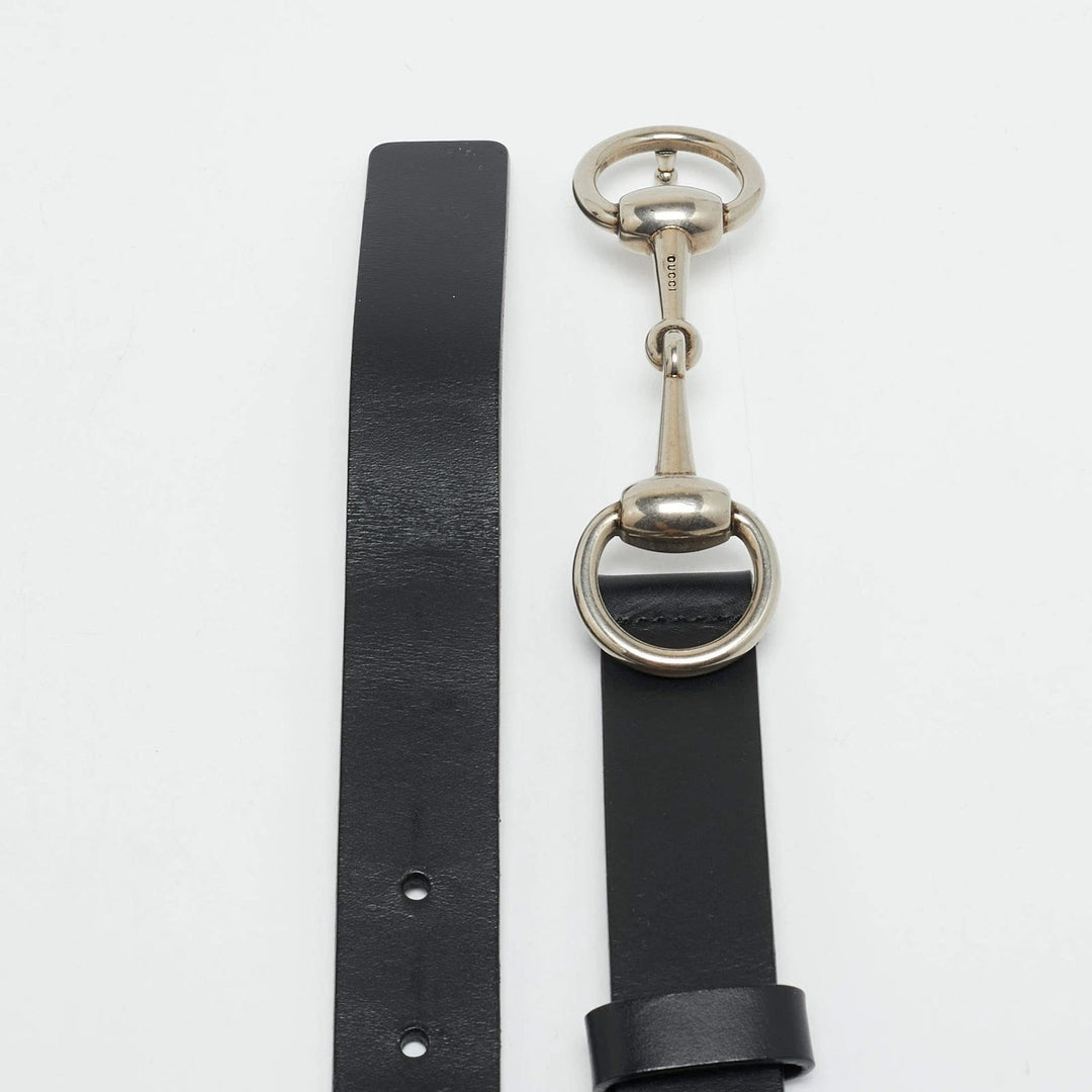 GUCCI HORSEBIT BUCKLE CALFSKIN LEATHER SKINNY BELT
