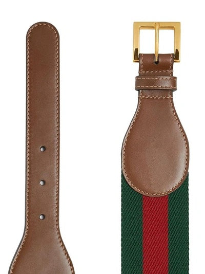 GUCCI HORSEBIT WEB STRIPE &amp; LEATHER BELT