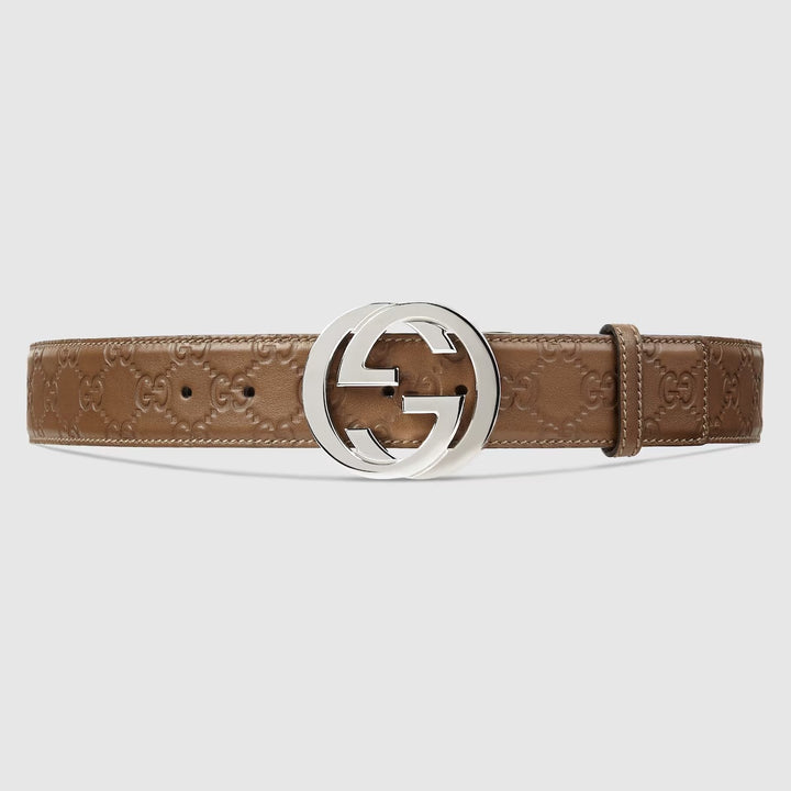 GUCCI GUCCISSIMA INTERLOCKING GG BUCKLE LEATHER BELT