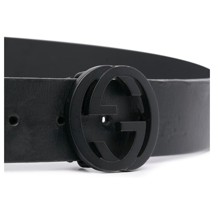 GUCCI INTERLOCKING GG CALFSKIN LEATHER BELT
