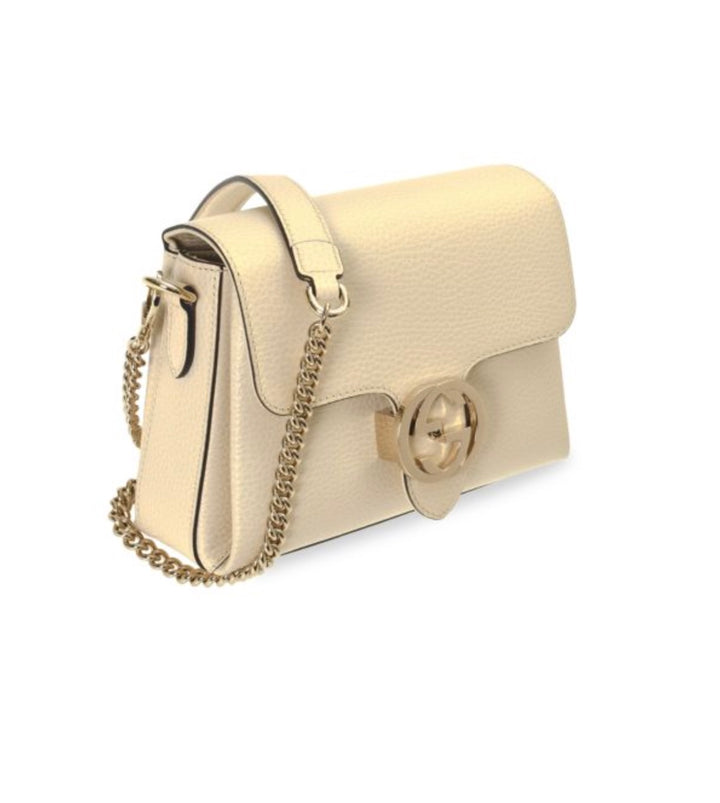 GUCCI INTERLOCKING G CALFSKIN LEATHER CHAIN BAG