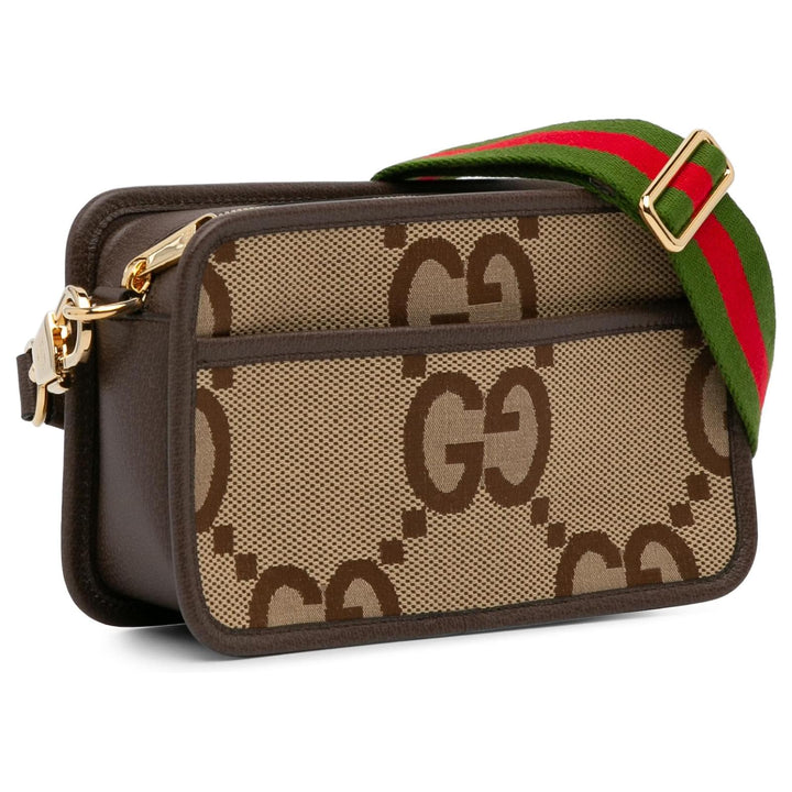 GUCCI JUMBO GG CANVAS &amp; LEATHER MINI CAMERA CROSSBODY BAG