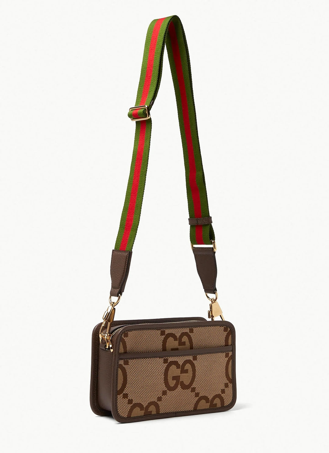 GUCCI JUMBO GG CANVAS &amp; LEATHER MINI CAMERA CROSSBODY BAG