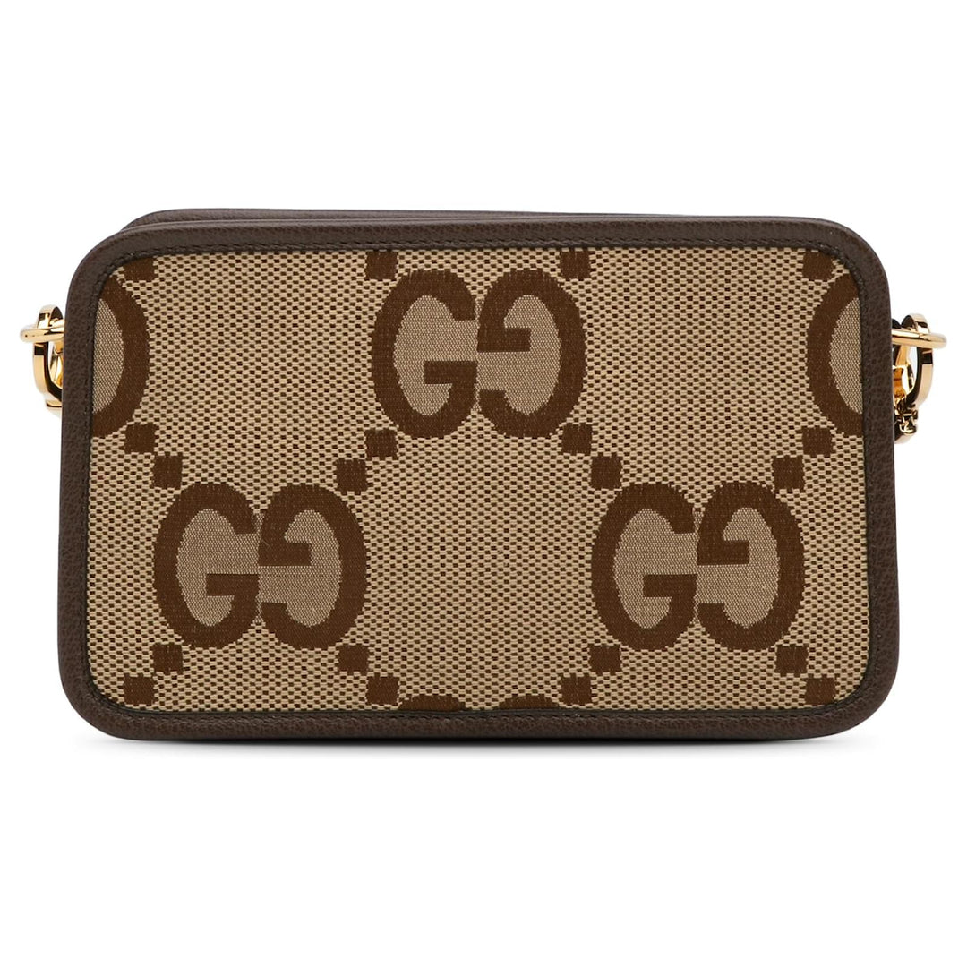 GUCCI JUMBO GG CANVAS &amp; LEATHER MINI CAMERA CROSSBODY BAG