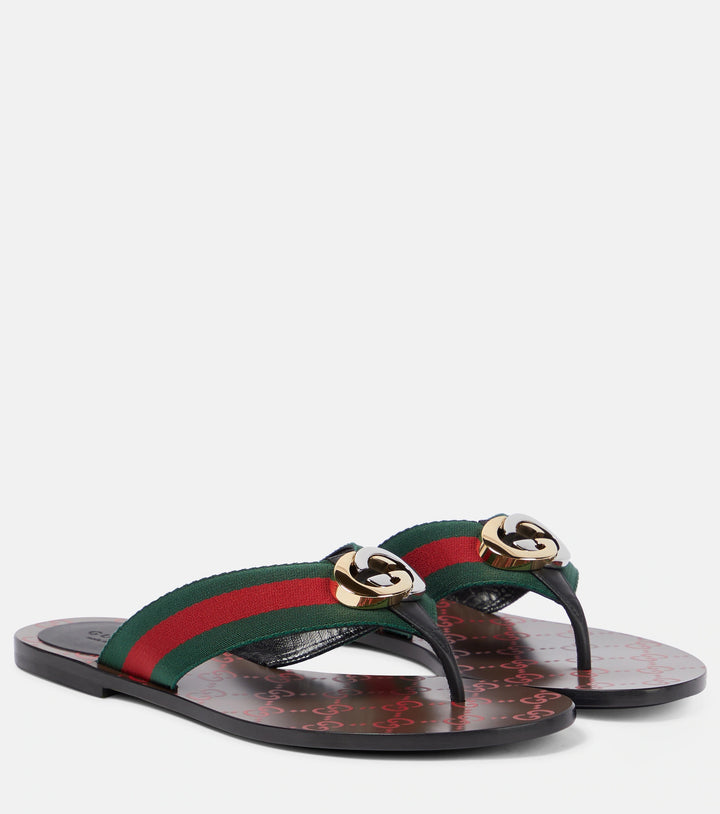 GUCCI GG THONG WEB THONG SANDALS