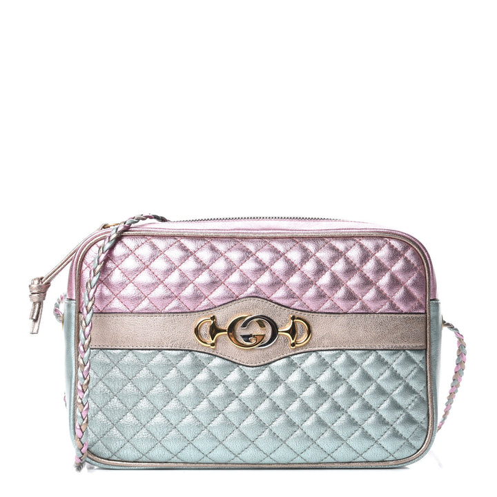 GUCCI LAMINATED NAPPA LEATHER TRAPUNTATA ZUMI SHOULDER BAG