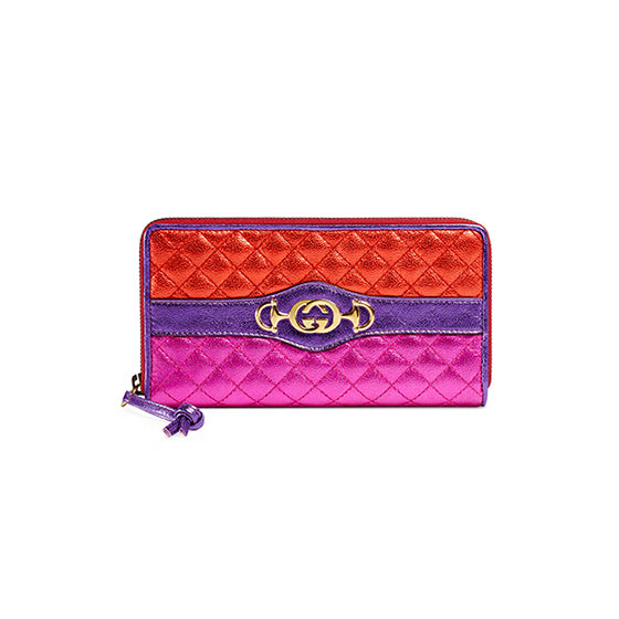 GUCCI LAMINTED NAPPA LEATHER TAPUNTATA ZUMI ZIPPY WALLET