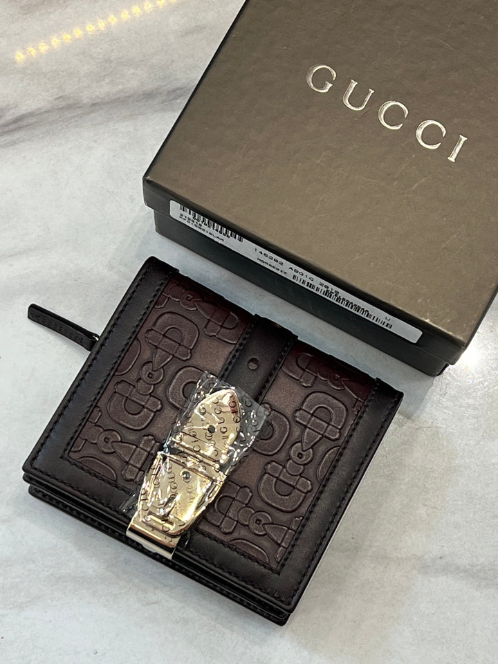GUCCI GG LEATHER COMPACT WALLET