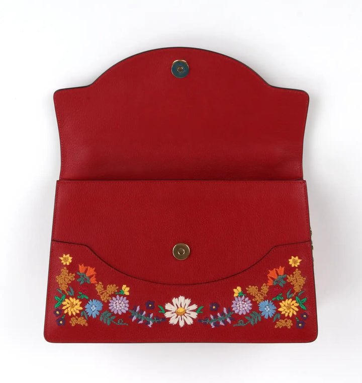 GUCCI LINEA RICAMI FLORAL EMBROIDERED LARGE SHOULDER BAG
