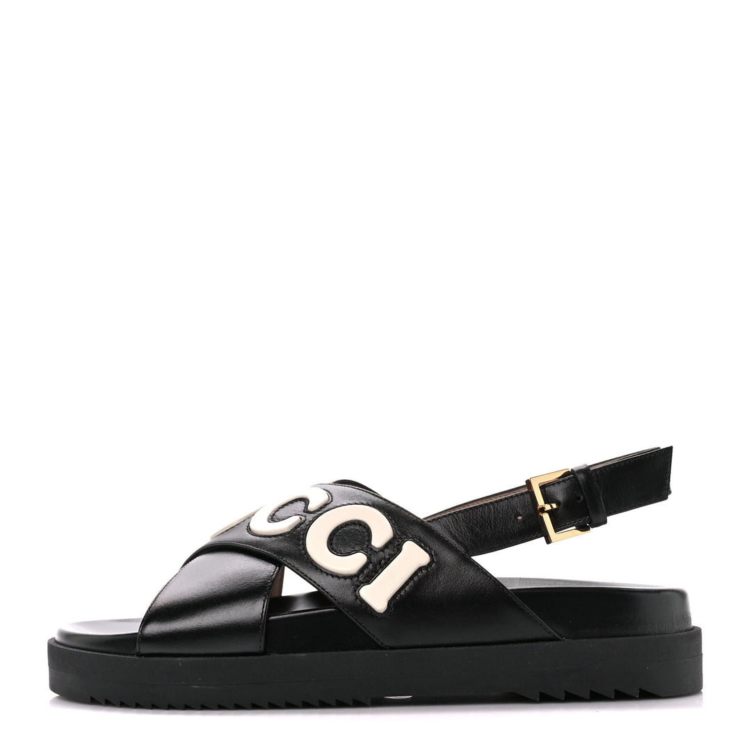 【関税込み】gucci LOGO EMBROIDERY SANDALS GUCCI-Logo-Calfskin-Slingback-