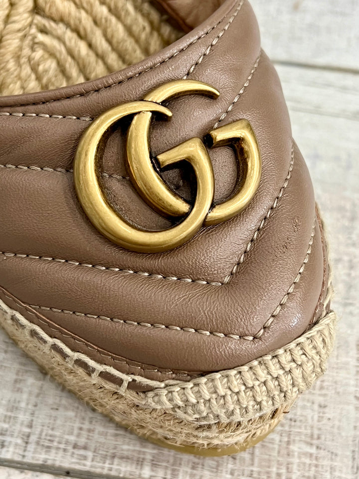 GUCCI MATELASSE LEATHER PLATFORM ESPADRILLES