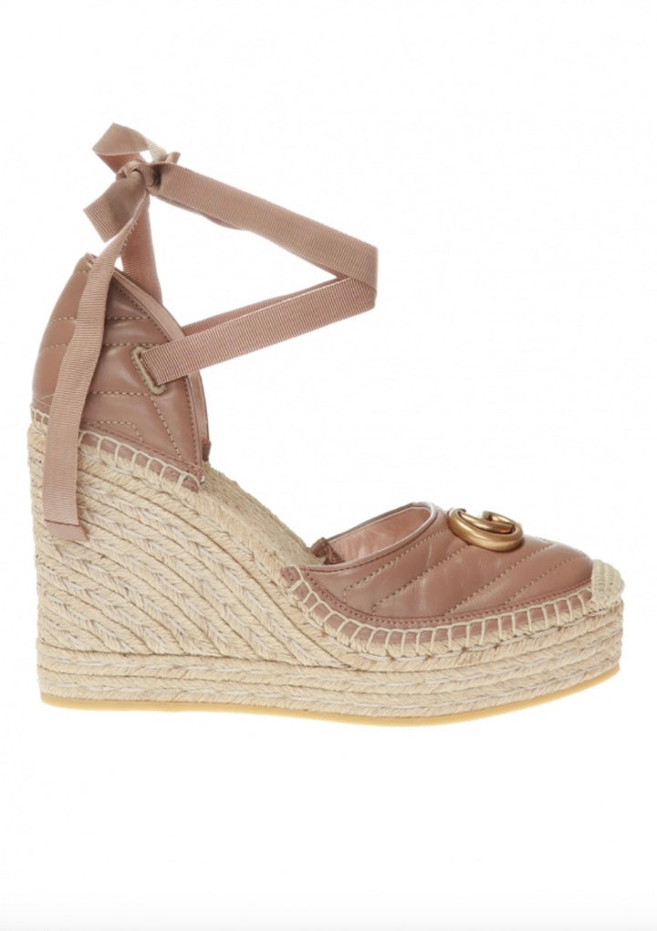 GUCCI MATELASSE LEATHER PLATFORM ESPADRILLES