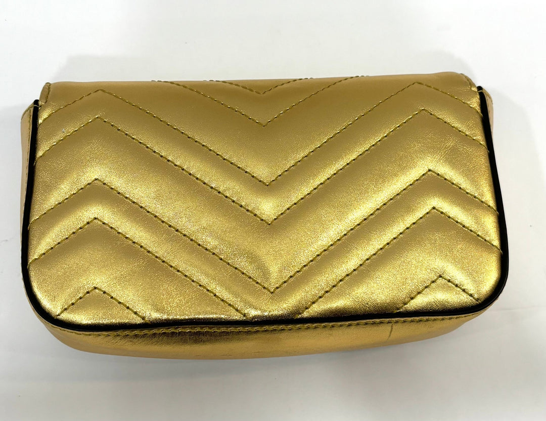 GUCCI METALLIC CALFSKIN GG MARMONT SUPER MINI CROSSBODY BAG