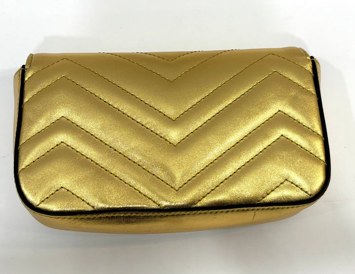 GUCCI METALLIC CALFSKIN GG MARMONT SUPER MINI CROSSBODY BAG