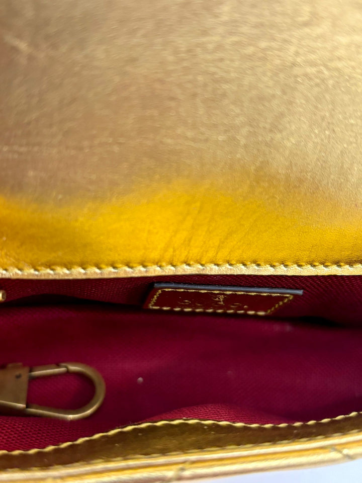 GUCCI METALLIC CALFSKIN GG MARMONT SUPER MINI CROSSBODY BAG