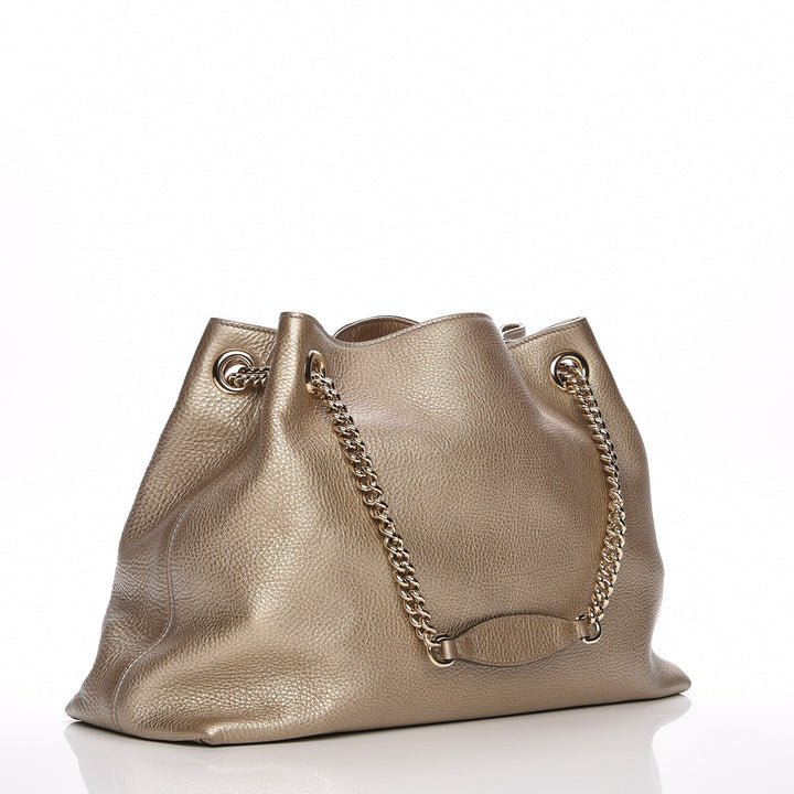 GUCCI METALLIC CALFSKIN MEDIUM SOHO CHAIN SHOULDER BAG