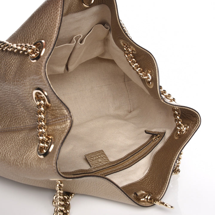 GUCCI METALLIC CALFSKIN MEDIUM SOHO CHAIN SHOULDER BAG