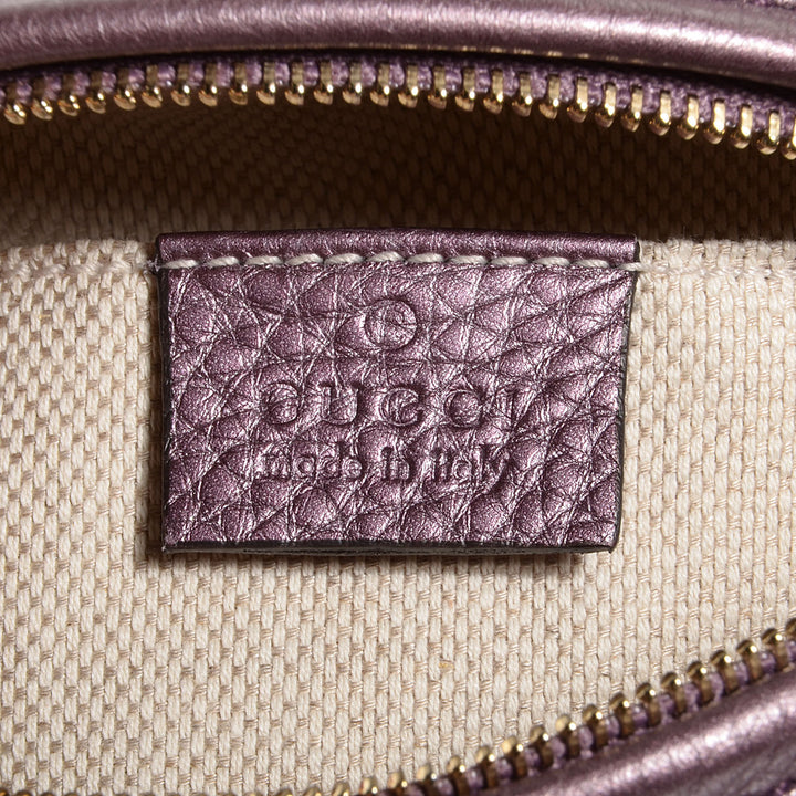 GUCCI METALLIC PEBBLED CALFSKIN MINI SOHO CHAIN BAG
