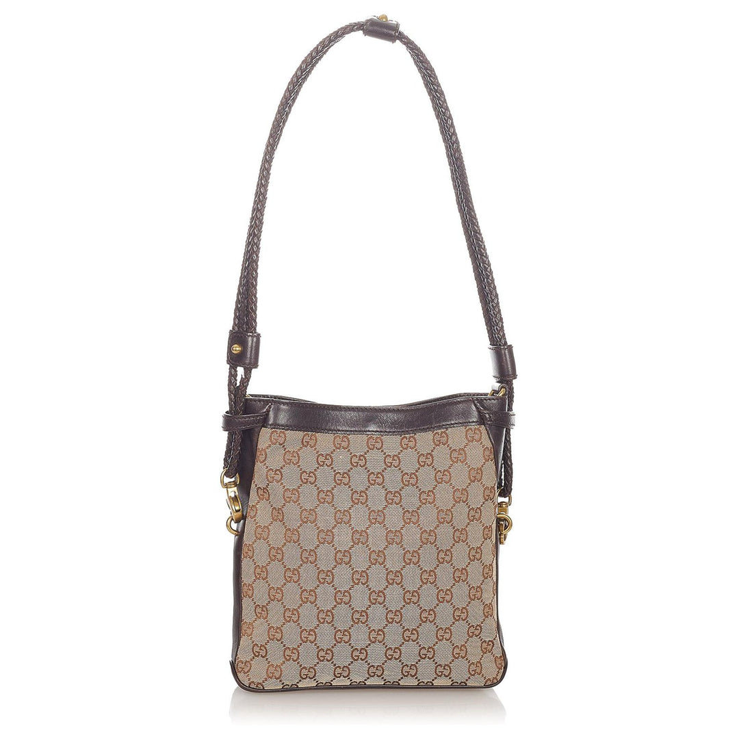 GUCCI GG MONOGRAM BRAIDED STRAP VINTAGE MESSENGER BAG