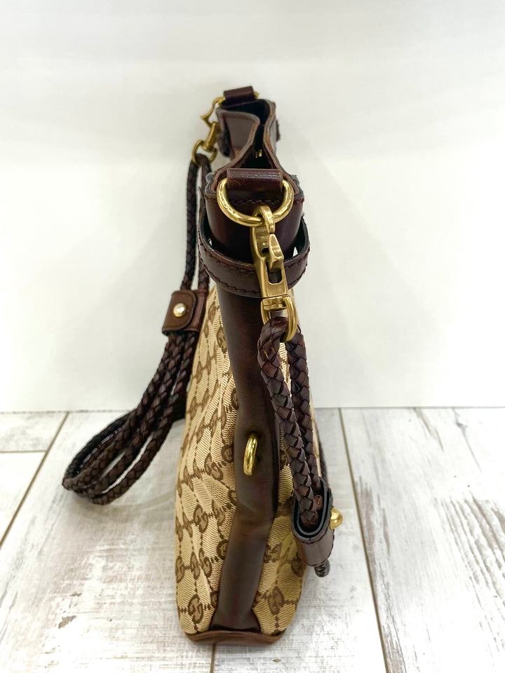 GUCCI GG MONOGRAM BRAIDED STRAP VINTAGE MESSENGER BAG