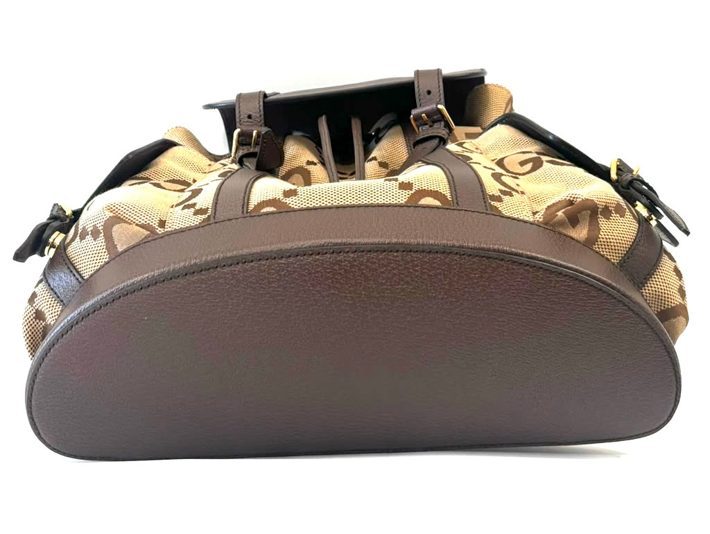 GUCCI MONOGRAM JUMBO GG DOUBLE BUCKLE BACKPACK