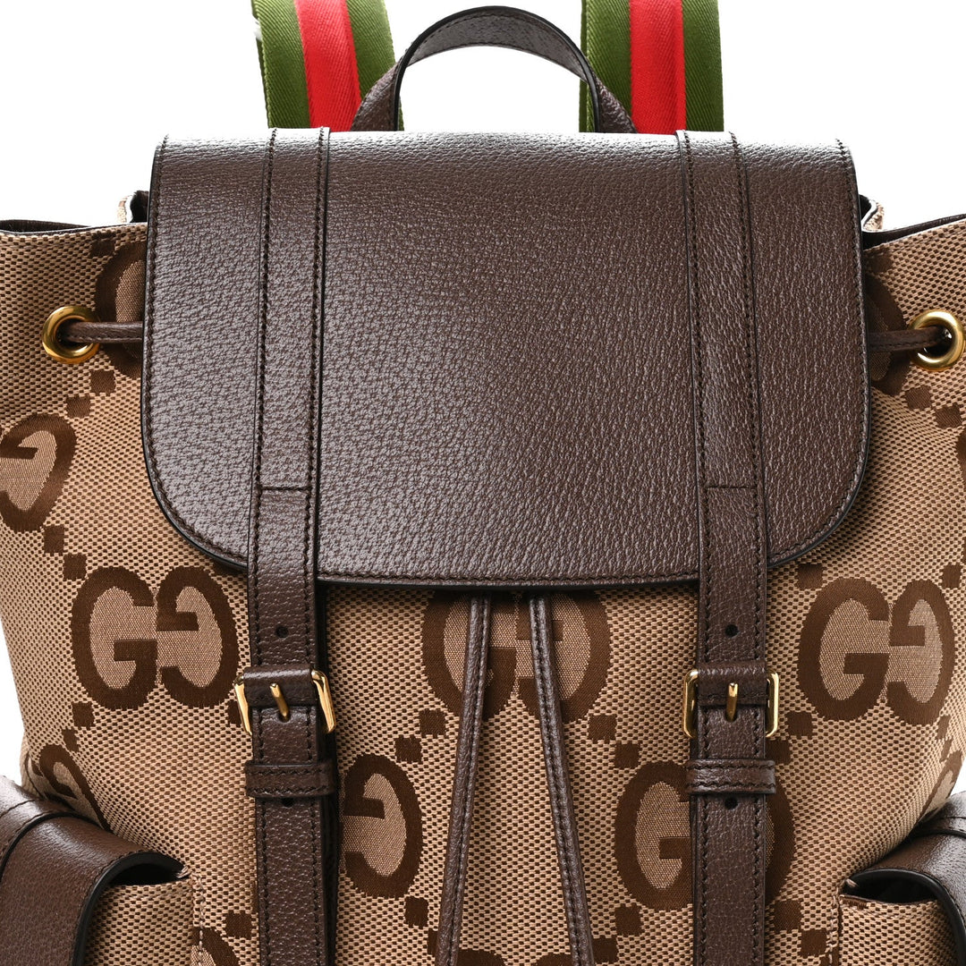 GUCCI MONOGRAM JUMBO GG DOUBLE BUCKLE BACKPACK