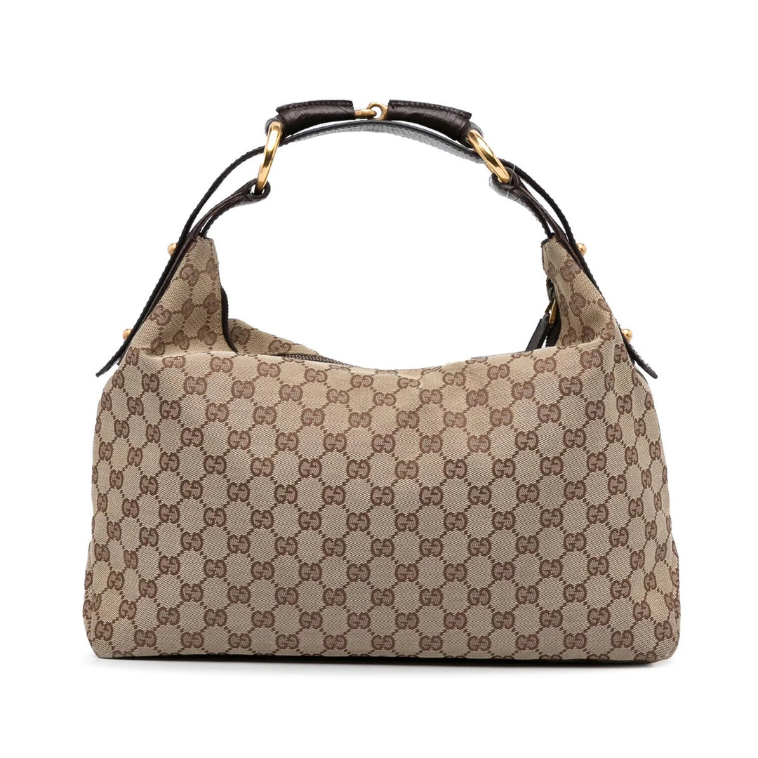 GUCCI GG MONOGRAM HORSEBIT CHAIN MEDIUM HOBO BAG